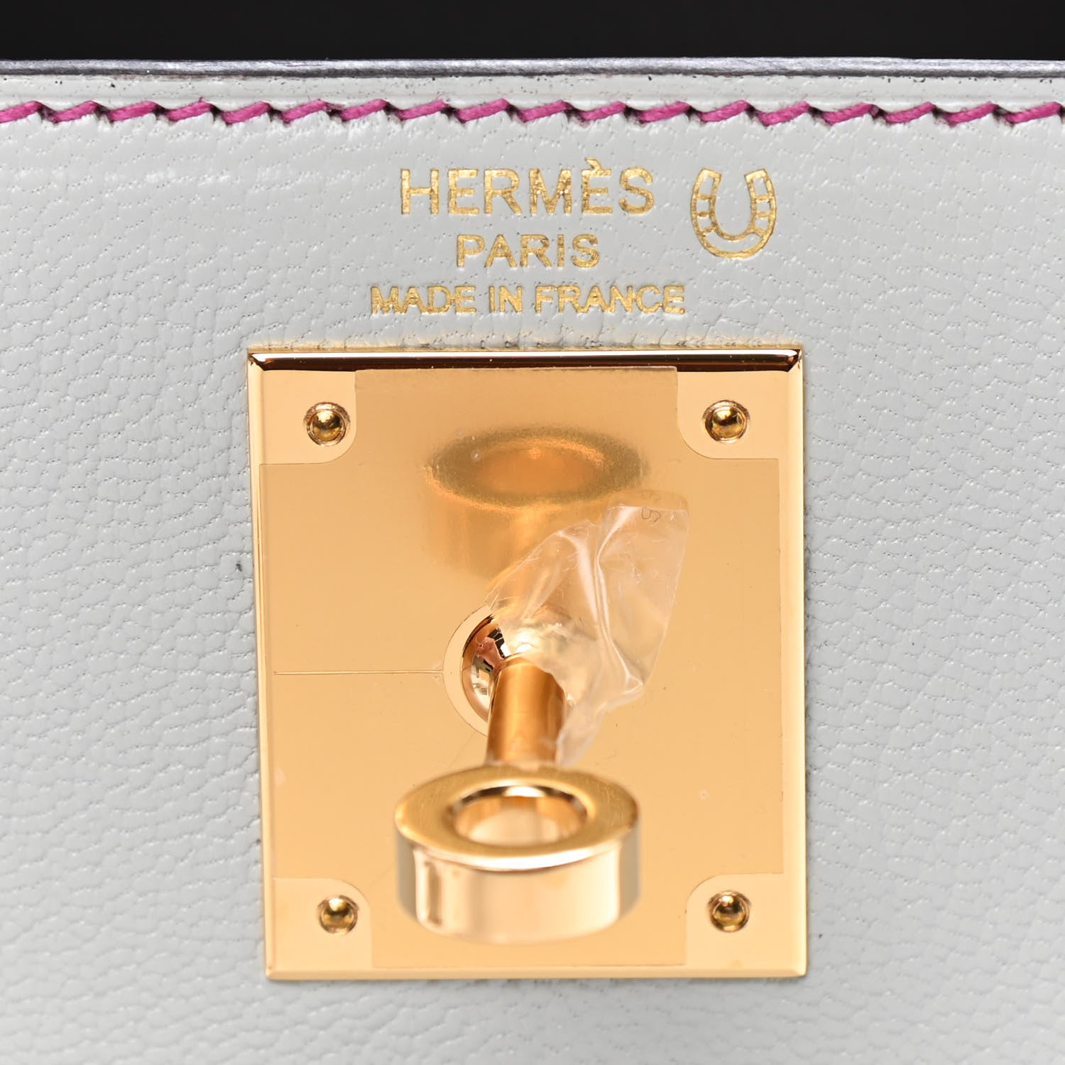 Hermes Chevre Mangalore Horseshoe Kelly Sellier 28 Gris Perle Rose Pourpre 6 of 11