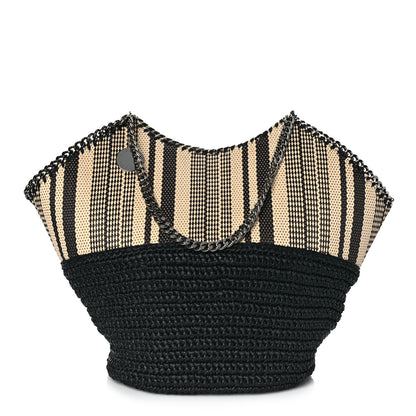 Stella McCartney Raffia Large Striped Falabella Tote Bag Black 3 of 10