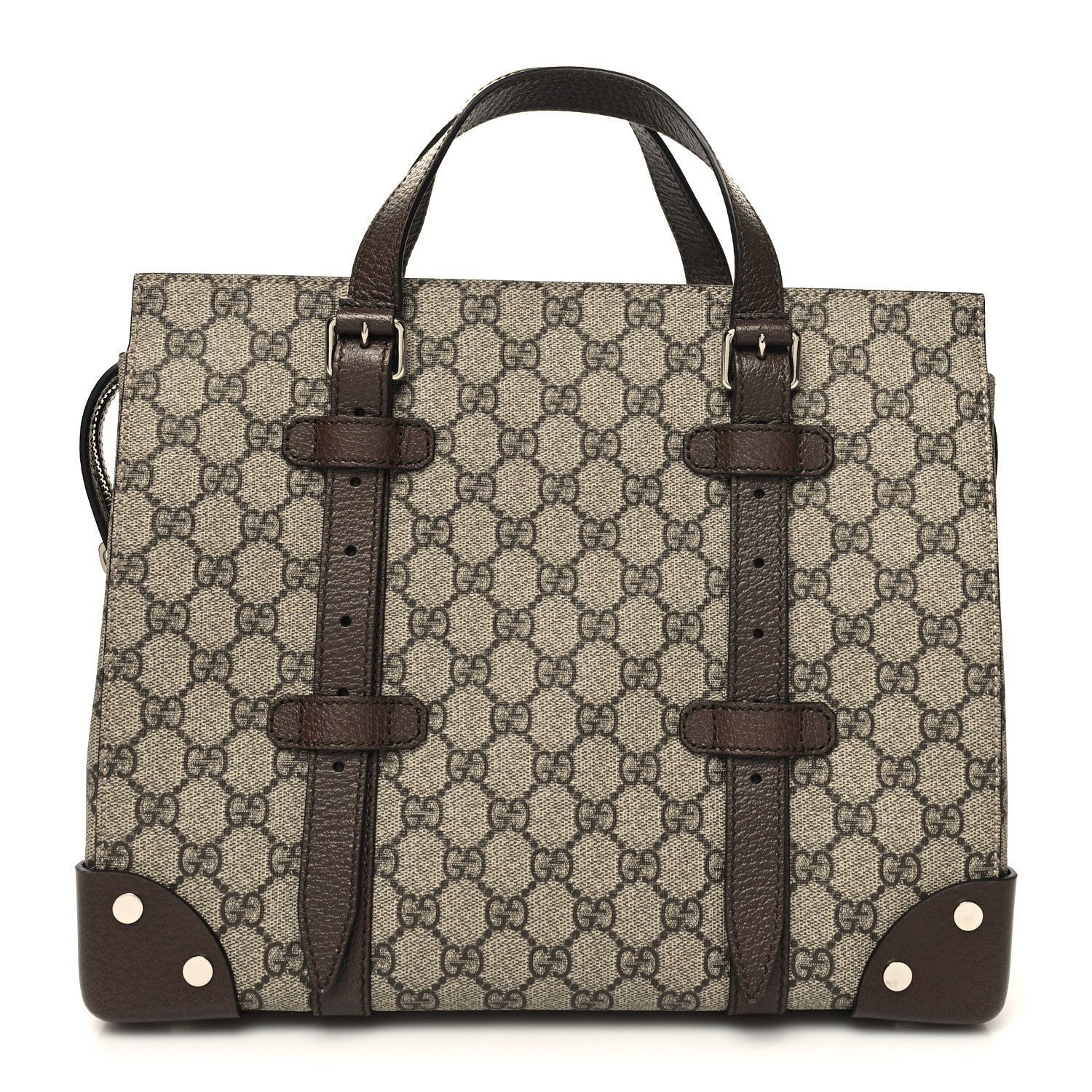 Gucci GG Supreme Monogram Textured Dollar Calfskin Small Detail Tote Beige Ebony New Acero 1 of 10