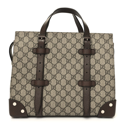 Gucci GG Supreme Monogram Textured Dollar Calfskin Small Detail Tote Beige Ebony New Acero 1 of 10