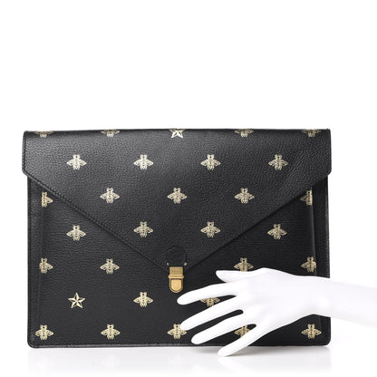 Gucci Grained Calfskin Bee Star Portfolio Black 2 of 10