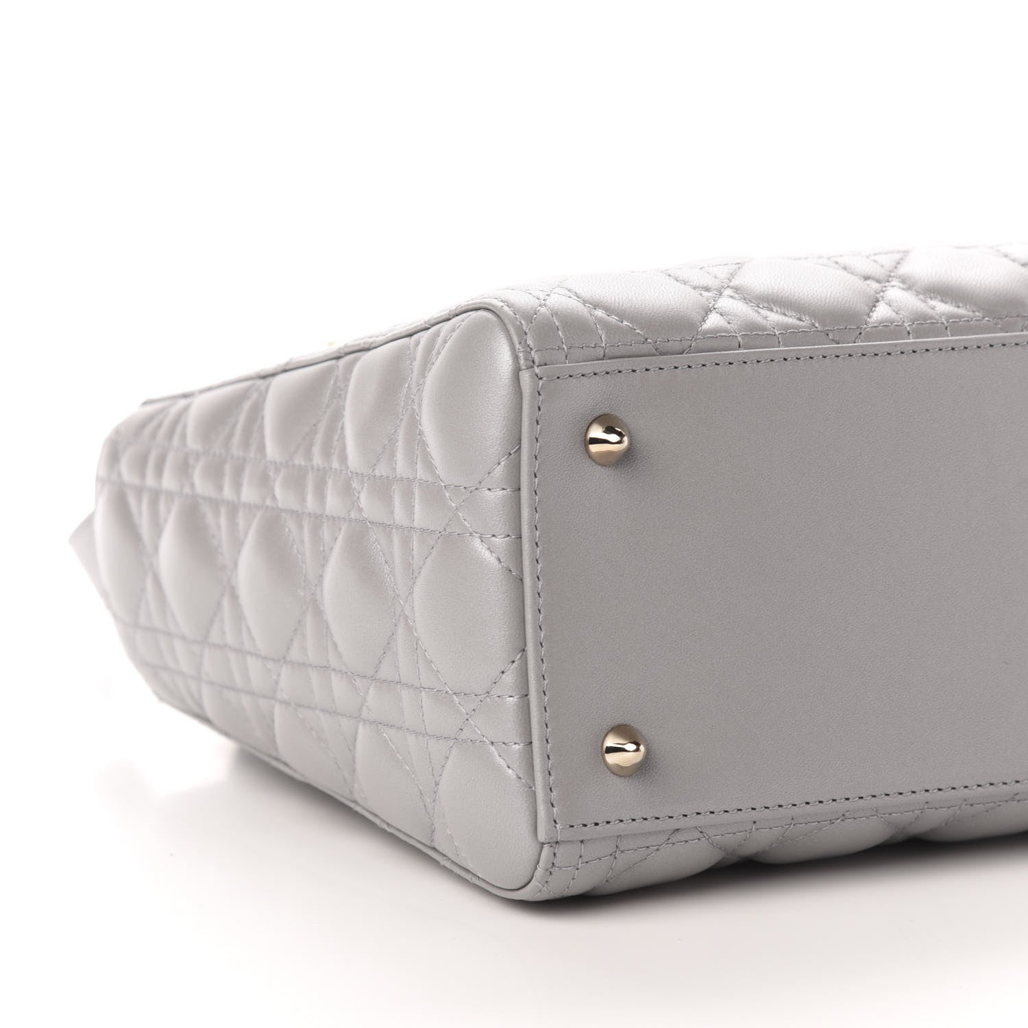 Christian Dior Pearly Lambskin Cannage Medium Lady Dior Grey 9 of 13