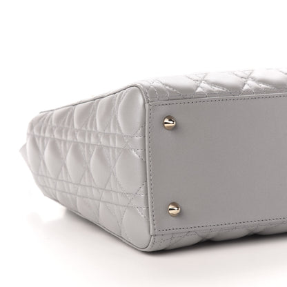 Christian Dior Pearly Lambskin Cannage Medium Lady Dior Grey 9 of 13