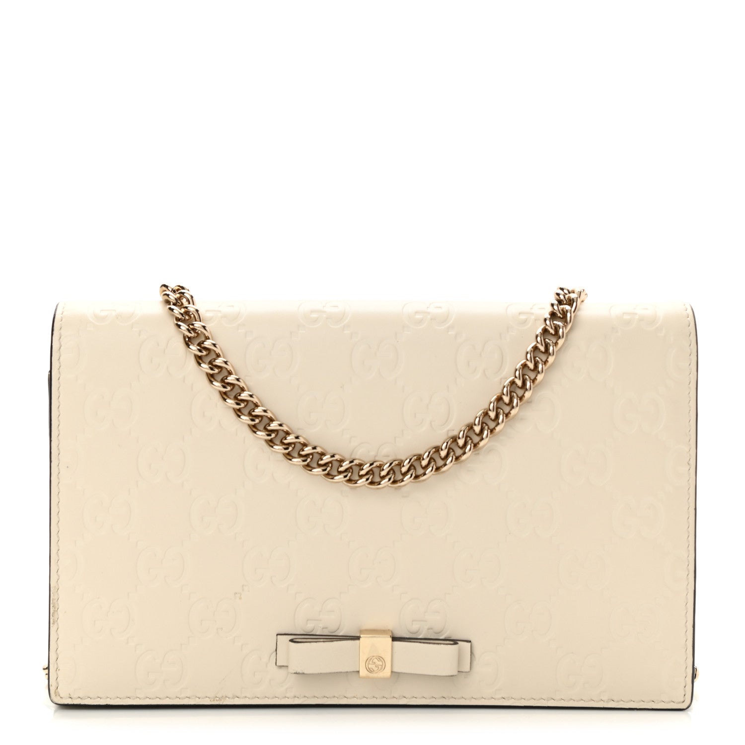 Gucci Guccissima Signature Bowy Chain Wallet Mystic White 1 of 7