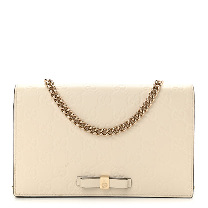 Gucci Guccissima Signature Bowy Chain Wallet Mystic White 1 of 7