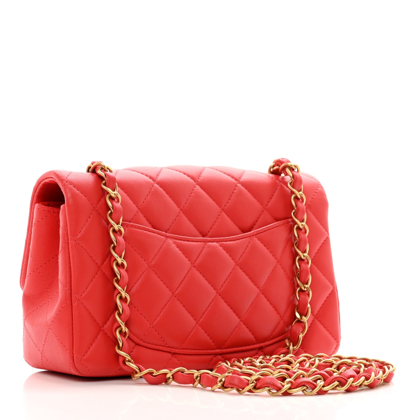 Lambskin Quilted Mini Rectangular Flap Red