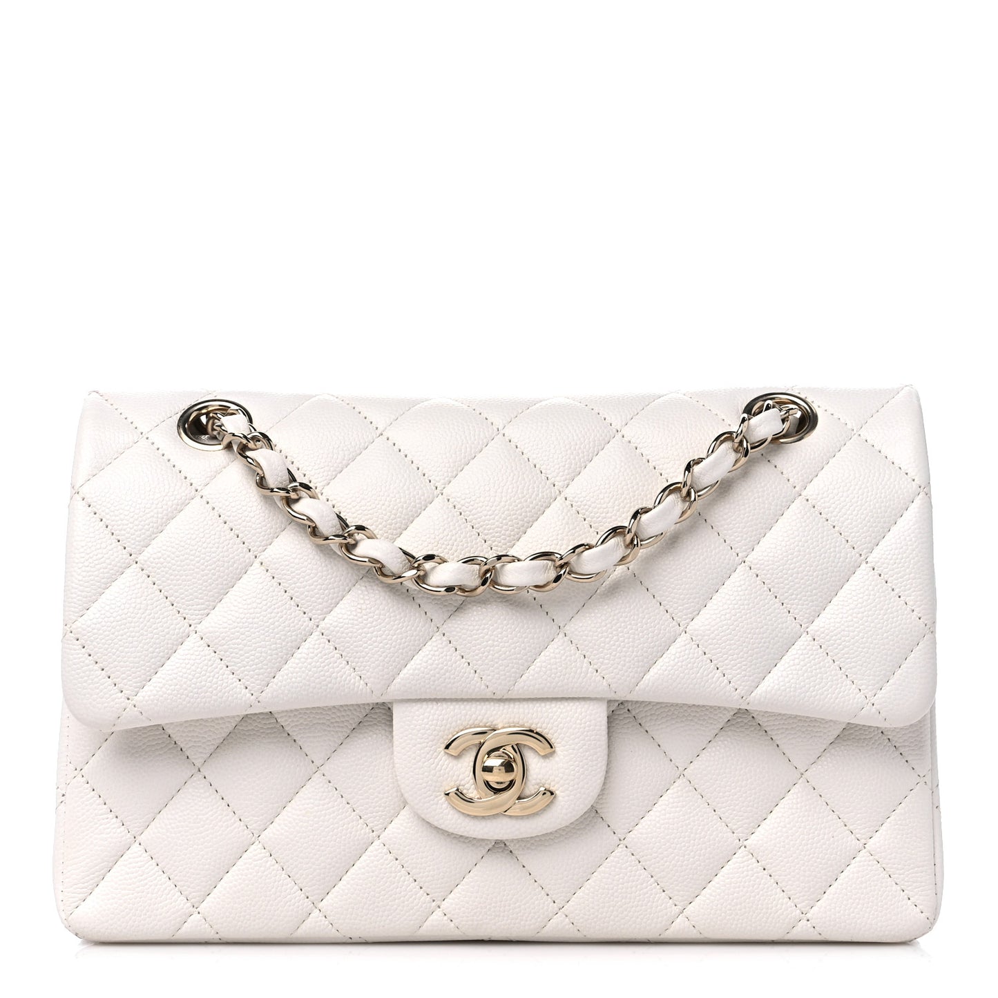 Caviar Quilted Small Double Flap White