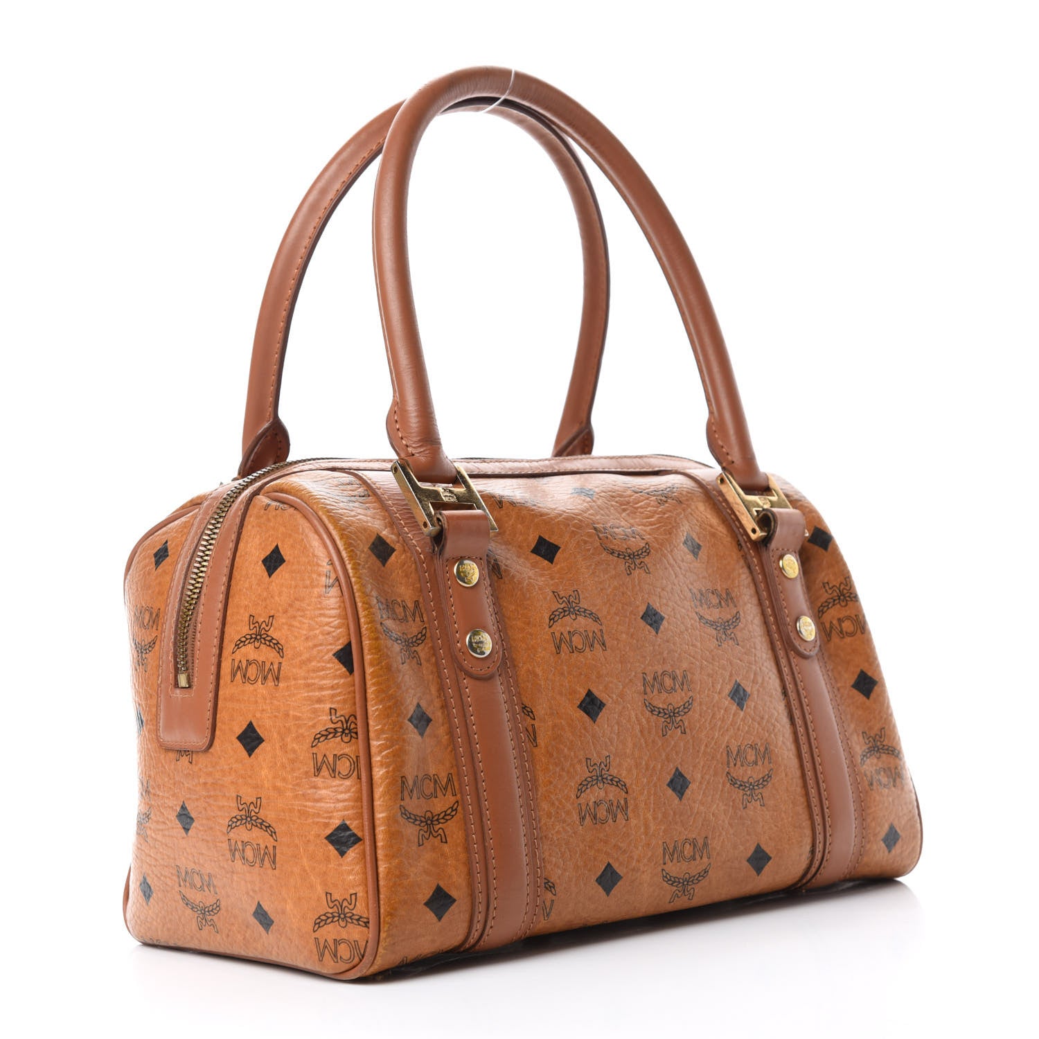 MCM Visetos Small Boston Bag Cognac 3 of 11