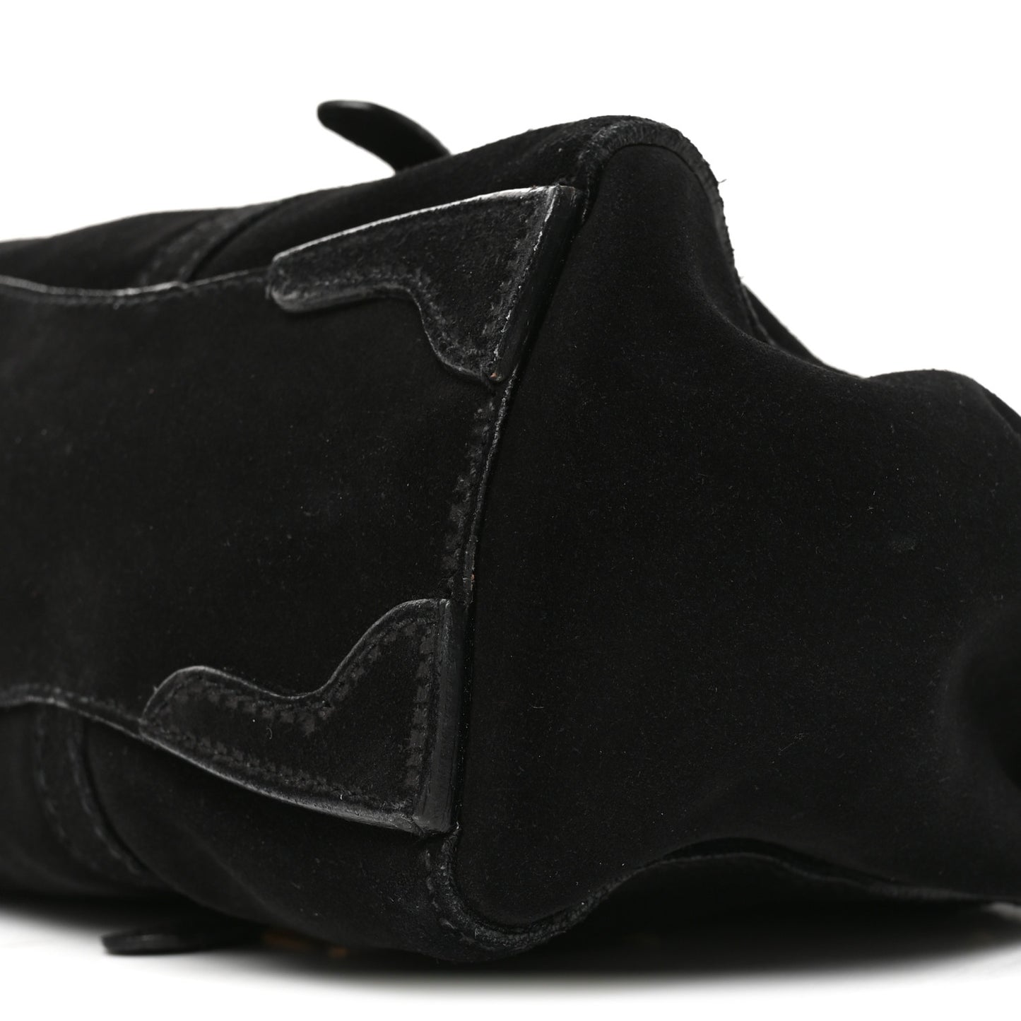 Suede Easy Foldover Pushlock Satchel Black