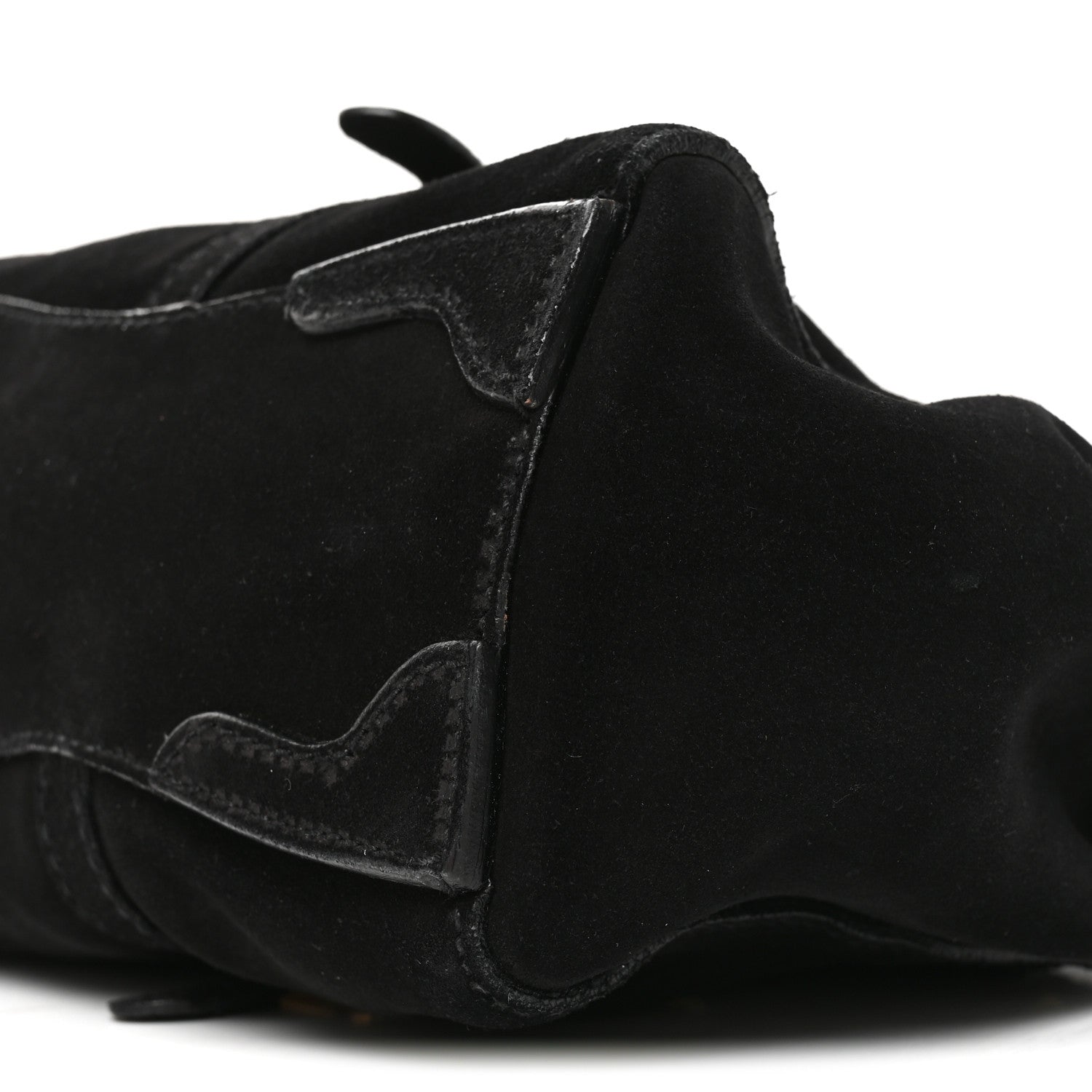 Prada Suede Easy Foldover Pushlock Satchel Black 9 of 9
