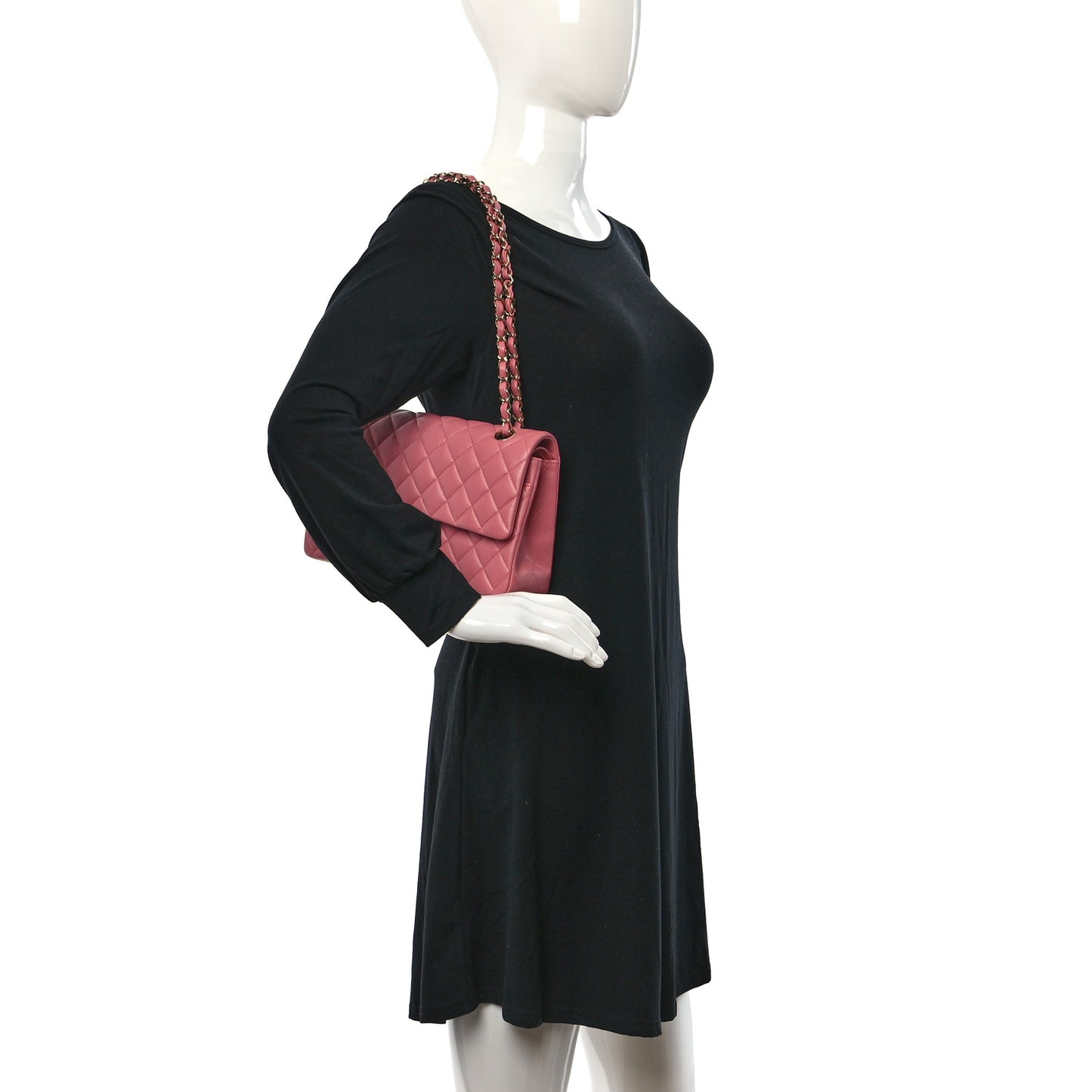 Caviar Quilted Medium Double Flap Pink