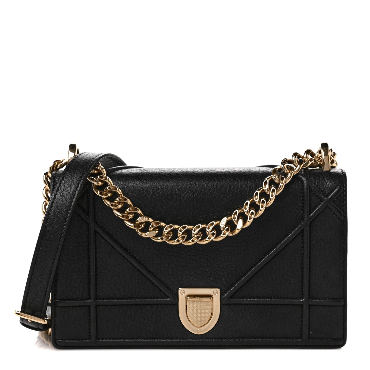 Christian Dior Grained Calfskin Small Diorama Flap Bag Black 1 of 8