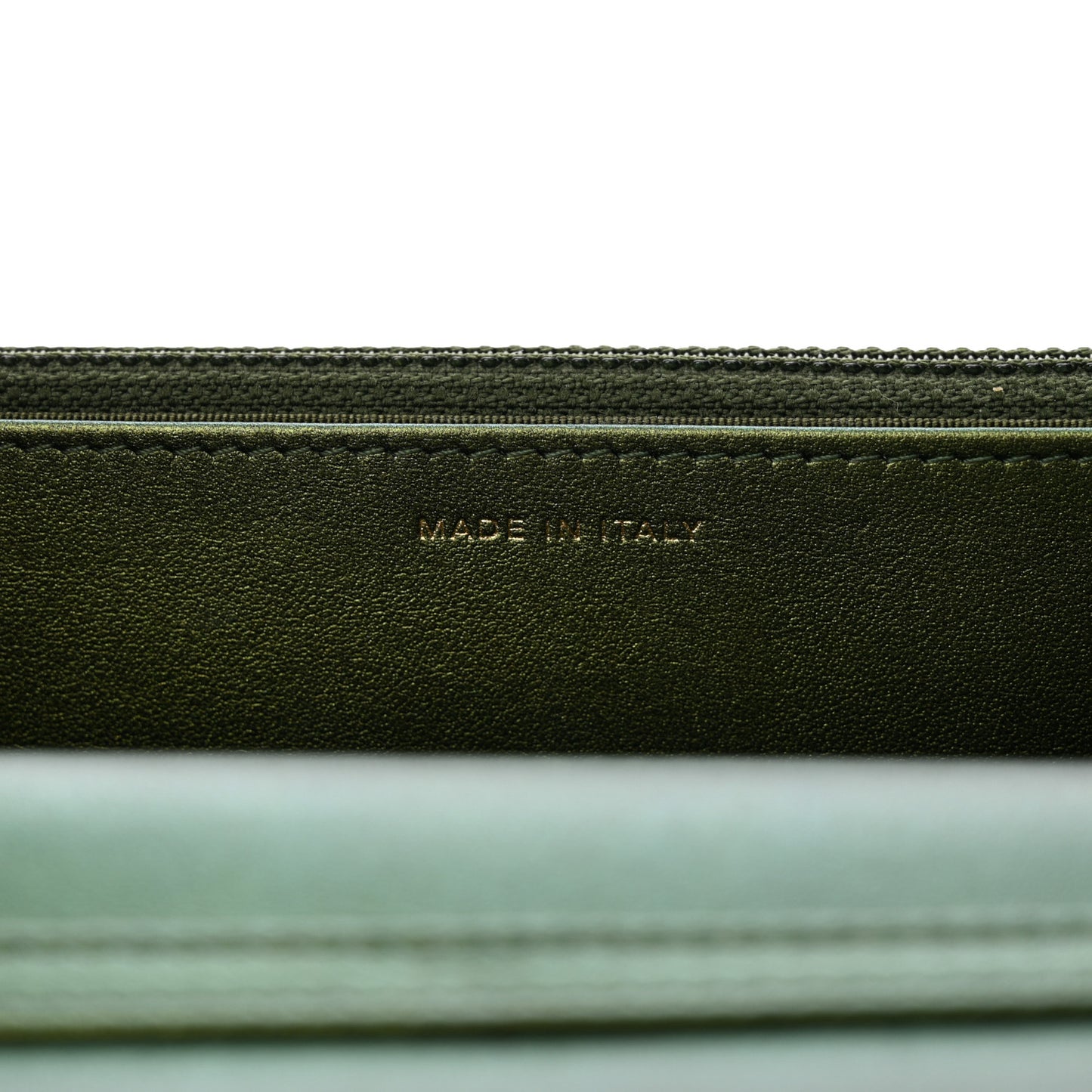 Metallic Aged Calfskin Quilted 2.55 Reissue Wallet on Chain WOC Green