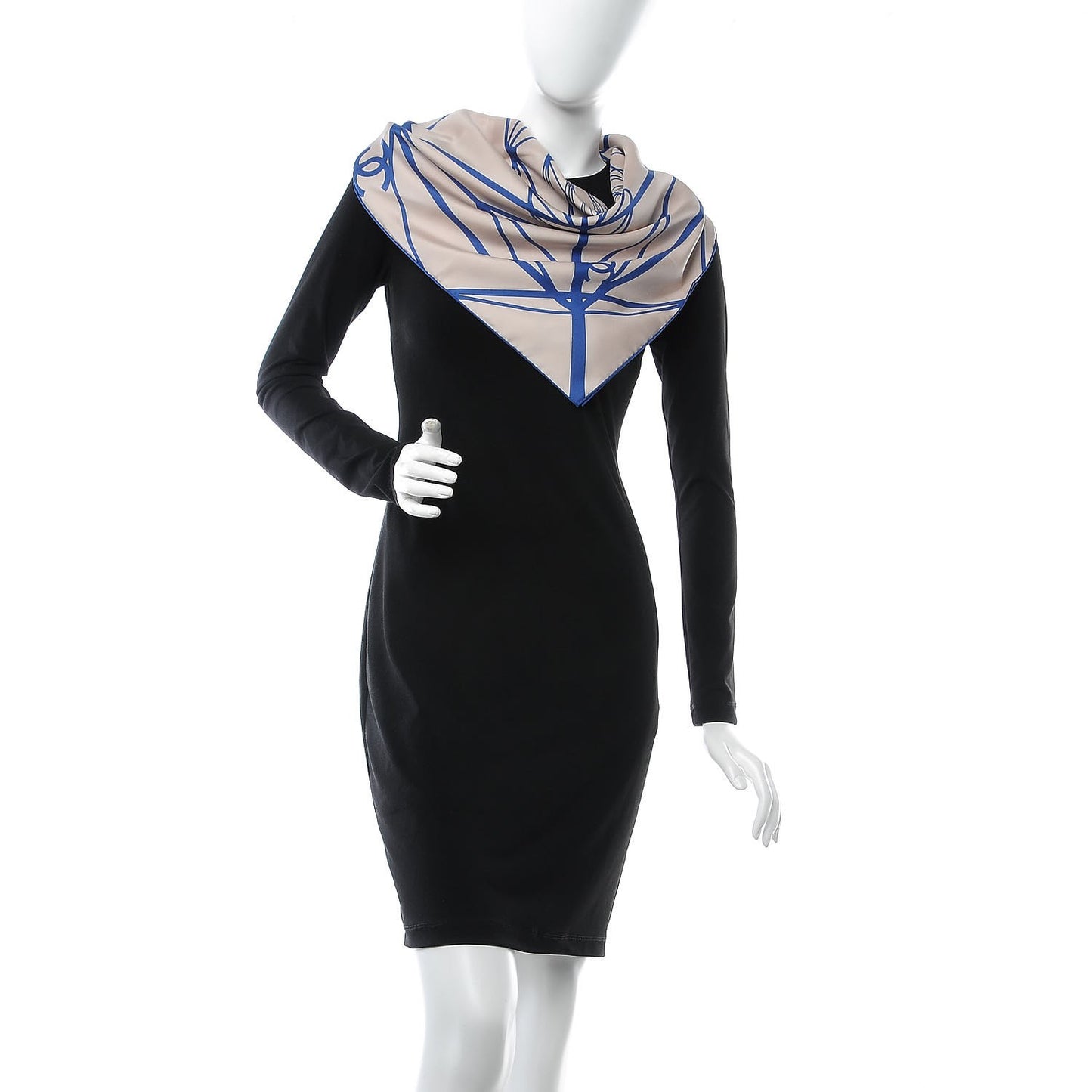 Silk CC Geometric Scarf Beige Blue