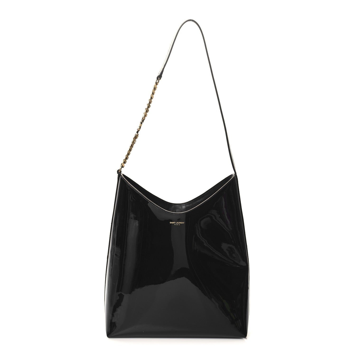 Saint Laurent Patent Calfskin Rendez-Vous Hobo Black 1 of 10