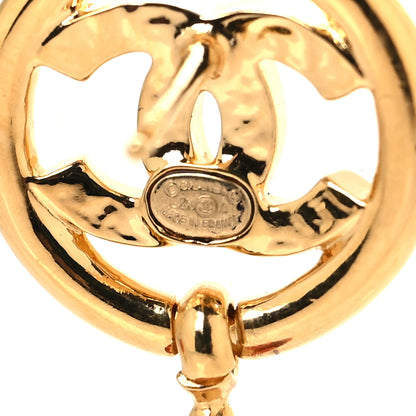 Chanel Metal Resin CC Drop Earrings Gold Brown 4 of 4