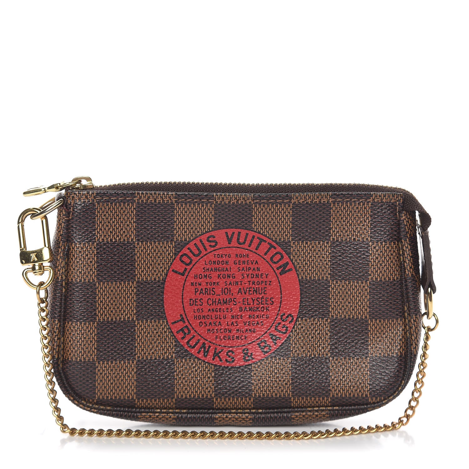 Louis Vuitton Damier Ebene Complice Trunks and Bags Mini Pochette Accessories Red 1 of 7