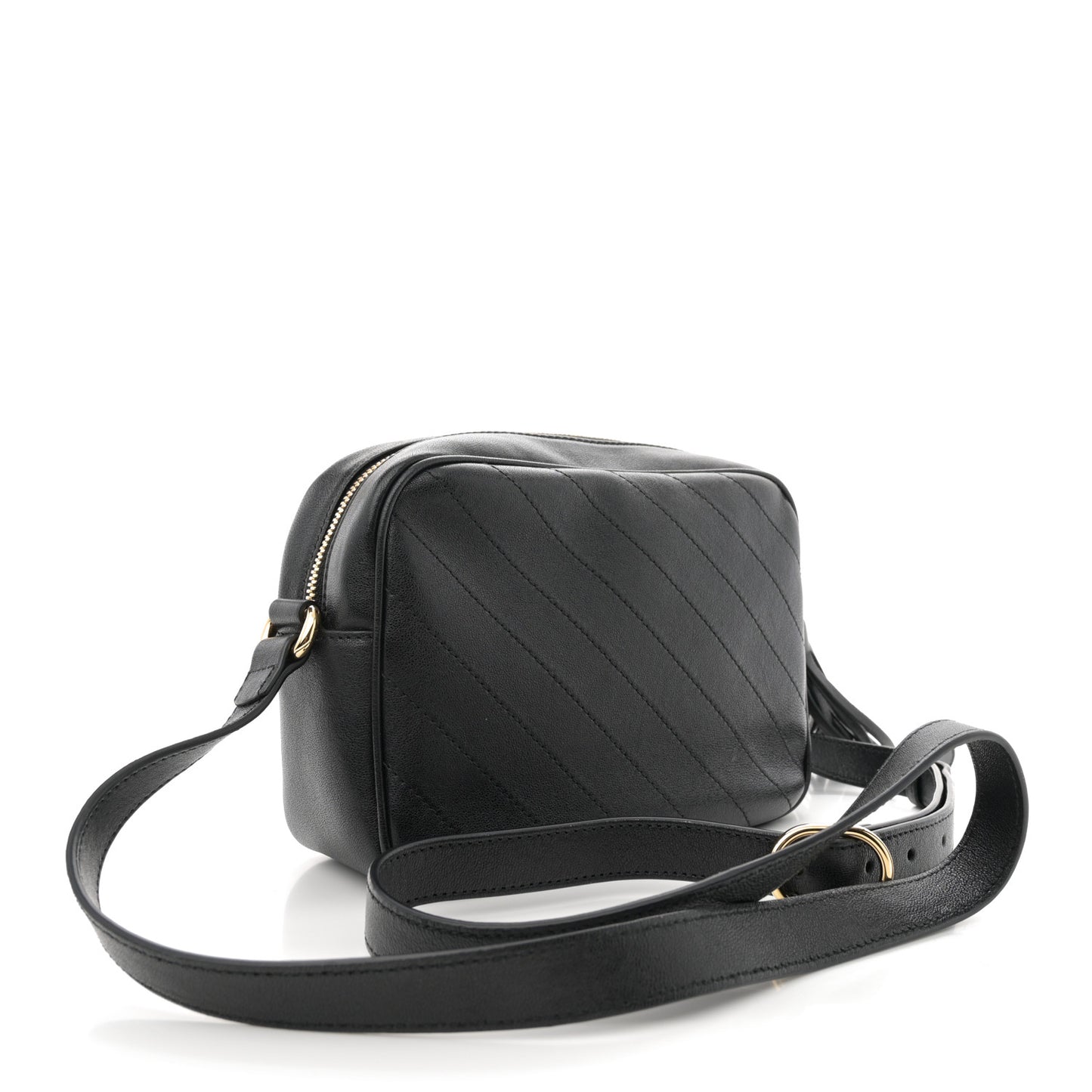 Sakai Be Green Calfskin Diagonal Stitched Small Blondie Shoulder Bag Black