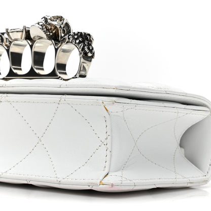 Alexander McQueen Lambskin Quilted Graffiti Skull Knuckle Crossbody White 8 of 15