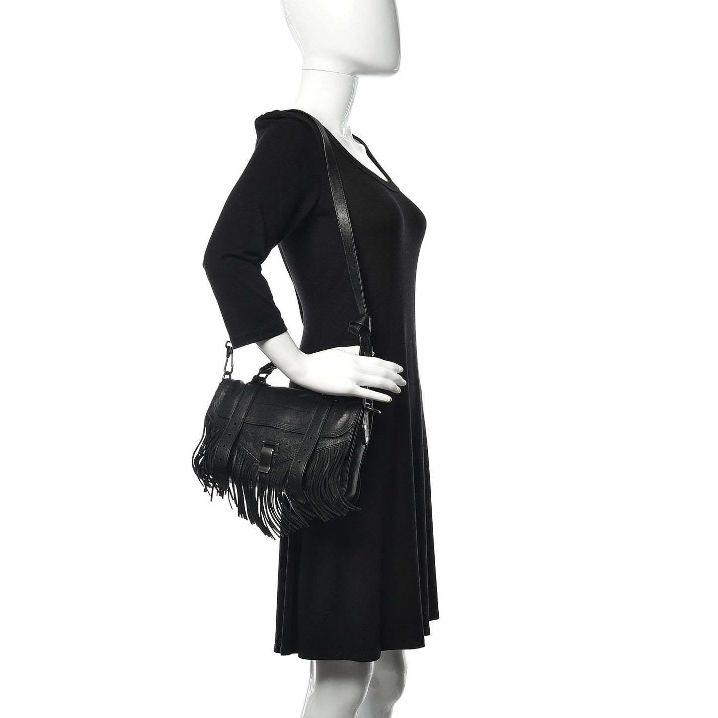 Lambskin Tiny Fringe Lux PS1 Satchel Black