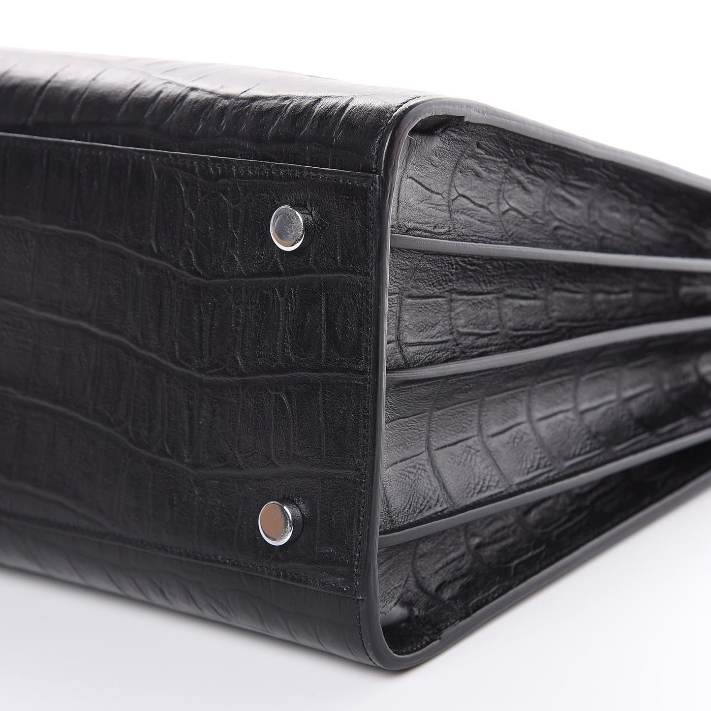 Calfskin Crocodile Embossed Small Sac de Jour Black