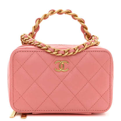 Chanel Lambskin Quilted Top Handle Mini Vanity Case Pink 1 of 9