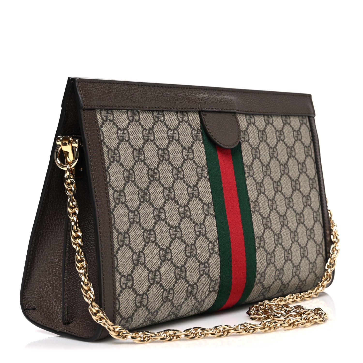 Gucci GG Supreme Monogram Web Medium Ophidia Chain Shoulder Bag Brown 3 of 10