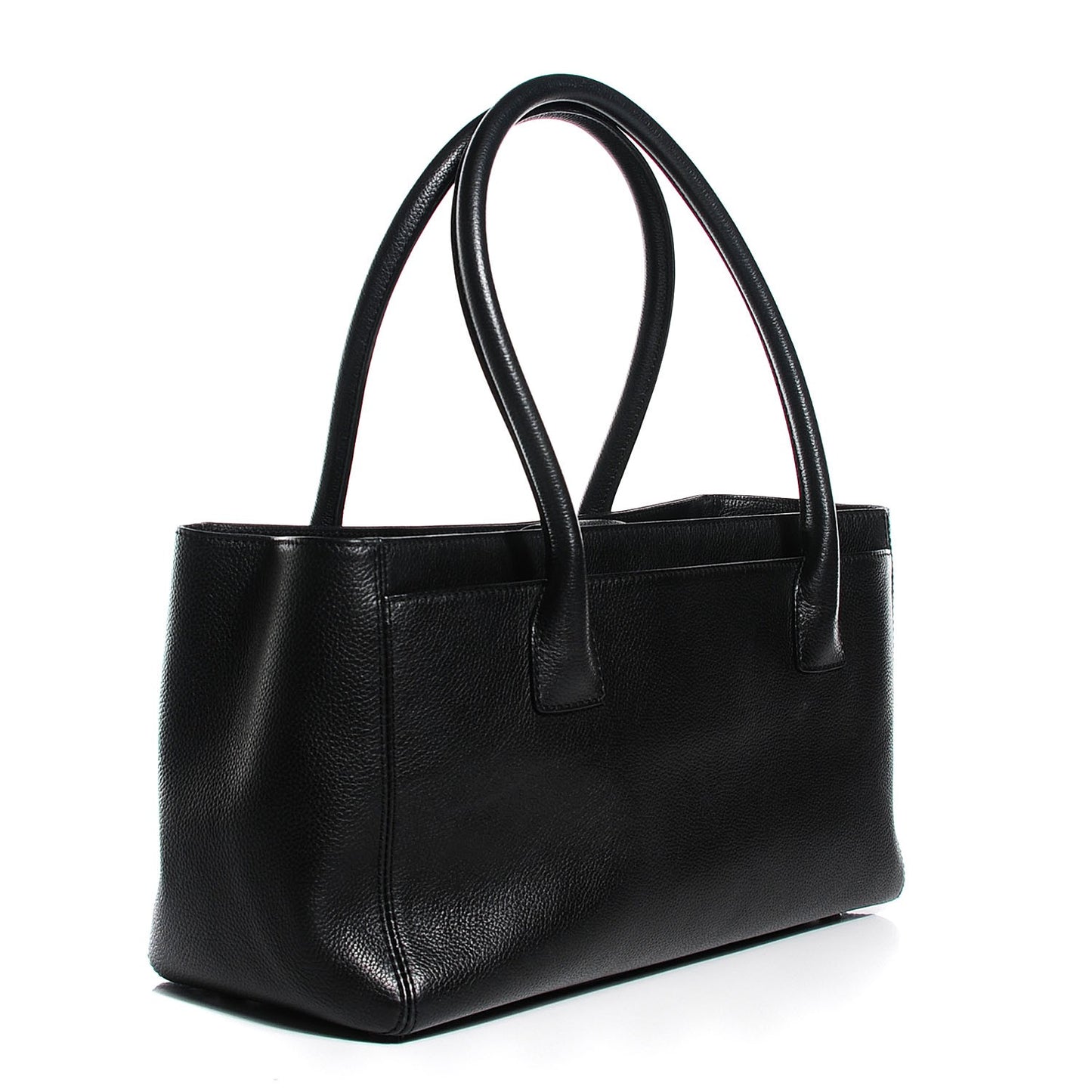 Calfskin Small Cerf Shopper Tote Black