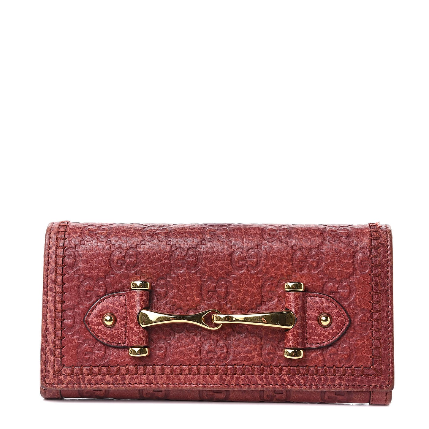 Guccissima Horsebit Continental Wallet Red