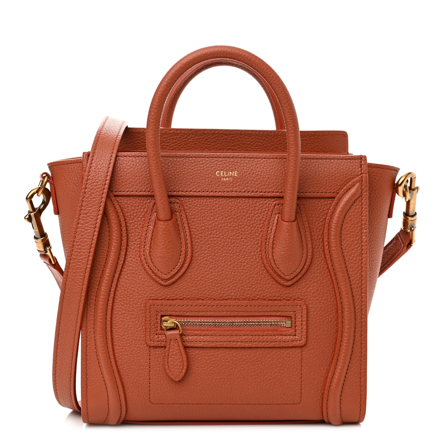 Drummed Calfskin Nano Luggage Terracotta