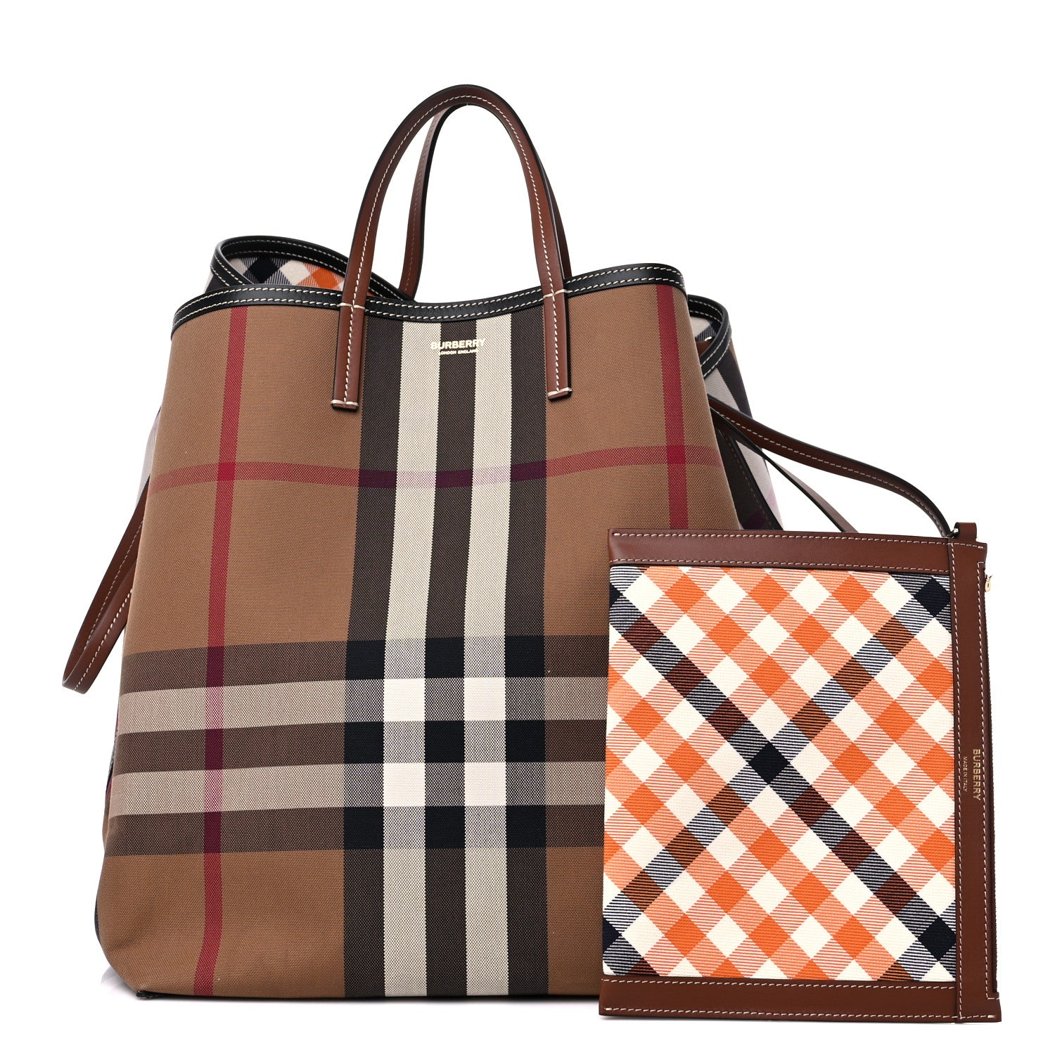 Burberry Vintage Check XL Beach Tote Dark Birch 1 of 13