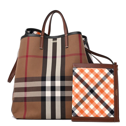 Burberry Vintage Check XL Beach Tote Dark Birch 1 of 13