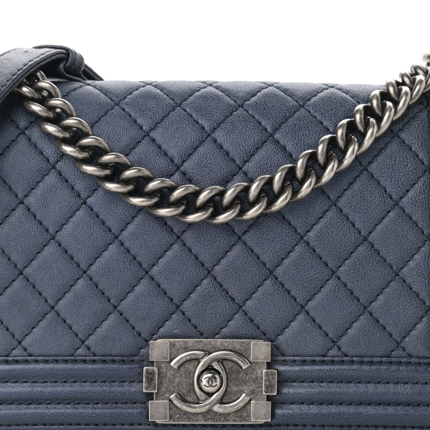 Chanel Calfskin Quilted Medium Boy Flap Blue 7 of 9