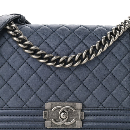Chanel Calfskin Quilted Medium Boy Flap Blue 7 of 9