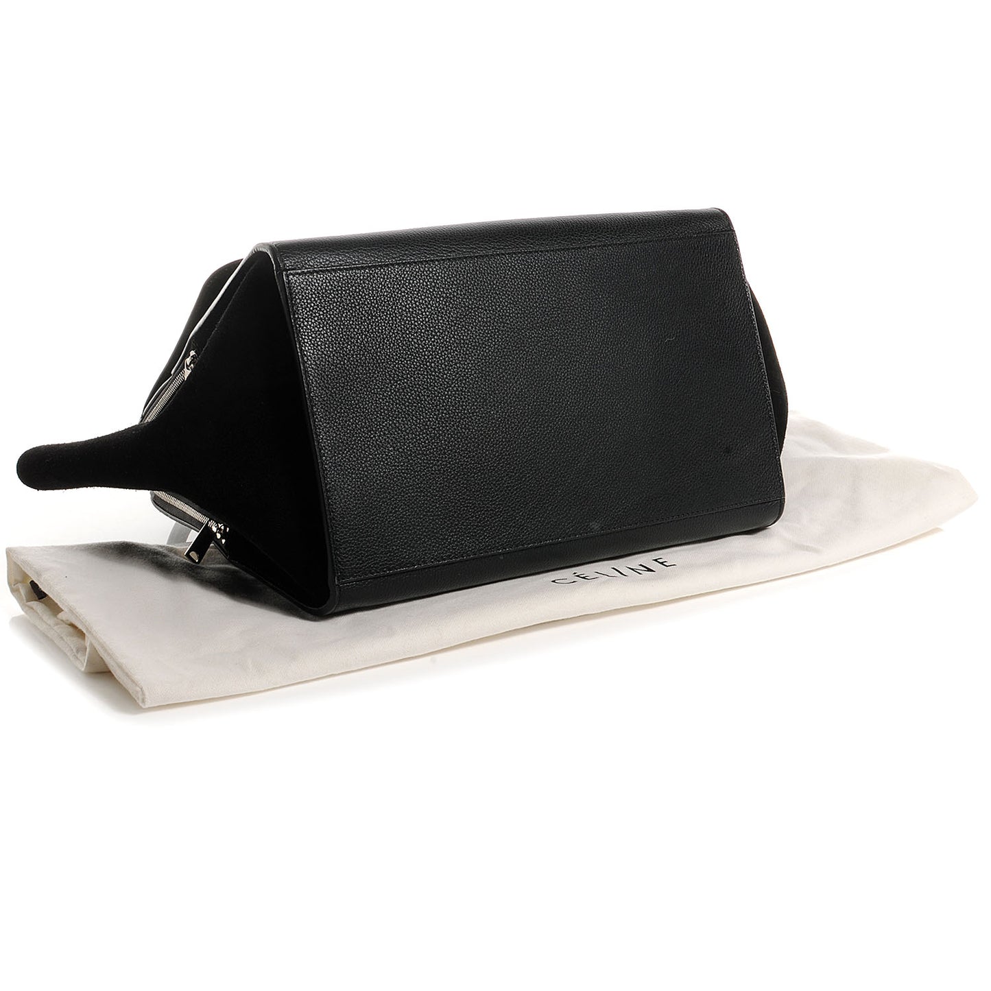 Drummed Calfskin Suede Double Zip Trapeze Black