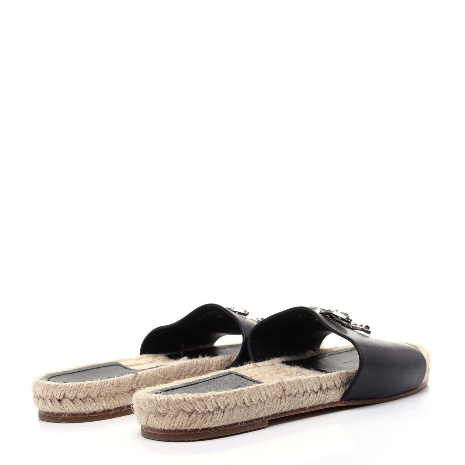 Chanel Calfskin Gripoix CC Espadrille Slip On Sandals 37 Black 3 of 12