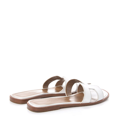 Hermes Box Calfskin Oran Sandals 38.5 White 4 of 18