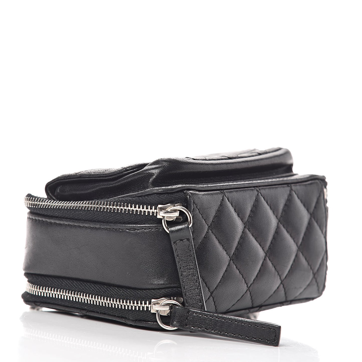 Lambskin Quilted Small Pocket Box Camera Case Black