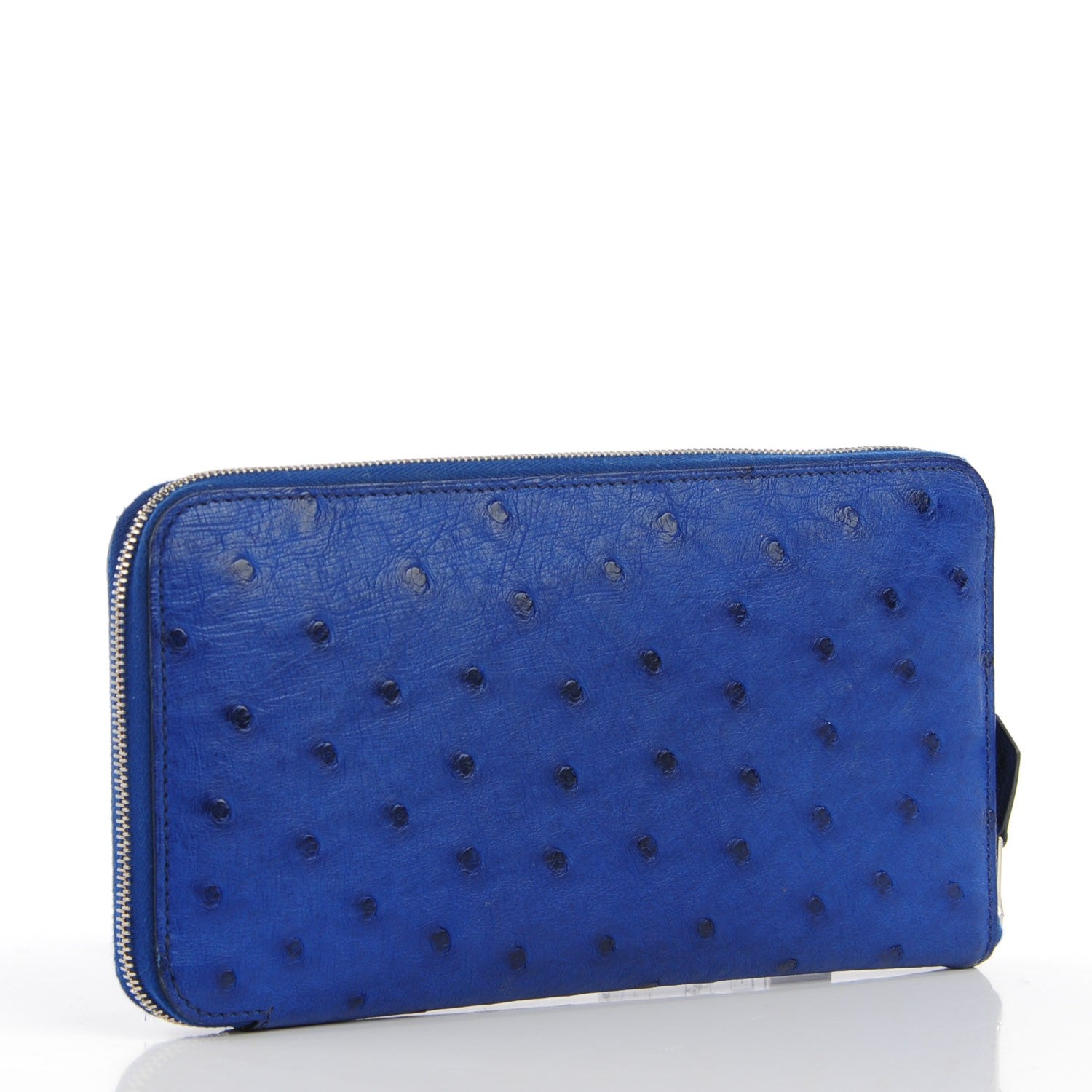 Hermes Ostrich Azap Wallet Bleu Iris 3 of 12