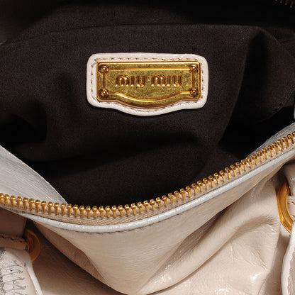 Miu Miu Vitello Lux Large Bow Bag Talco 5 of 9