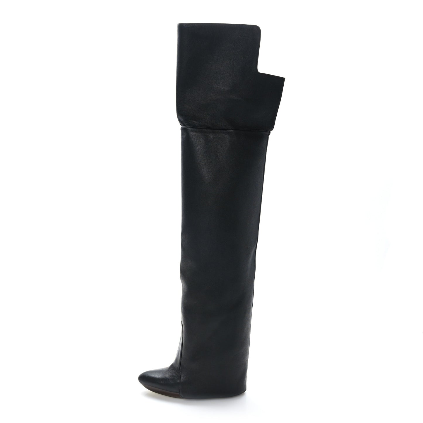 Calfskin Newton Over The Knee Boots 35.5 Black Marron