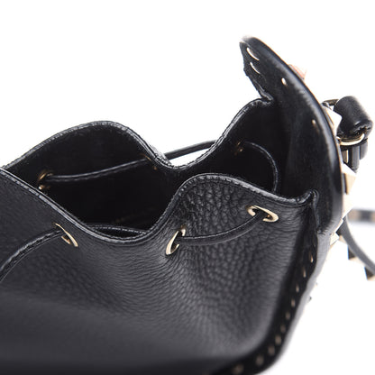 Valentino Garavani Grained Calfskin Rockstud Bucket Bag Black 9 of 9