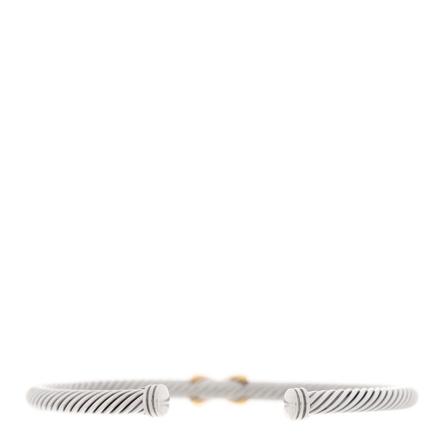 David Yurman Sterling Silver 18K Yellow Gold 4mm X Station Cable Bracelet 2 of 3