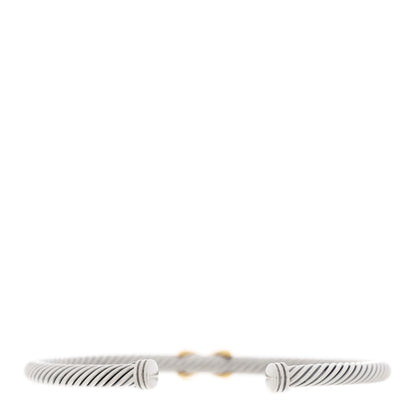 David Yurman Sterling Silver 18K Yellow Gold 4mm X Station Cable Bracelet 2 of 3