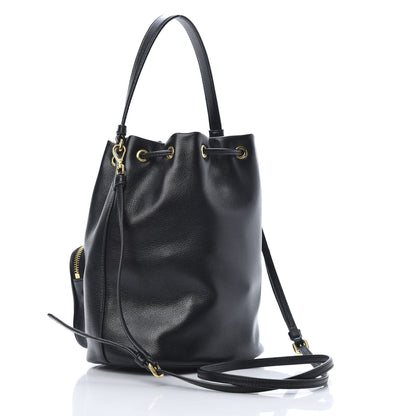 Prada Glace Calfskin Embossed Secchiello Bucket Bag Black 4 of 14