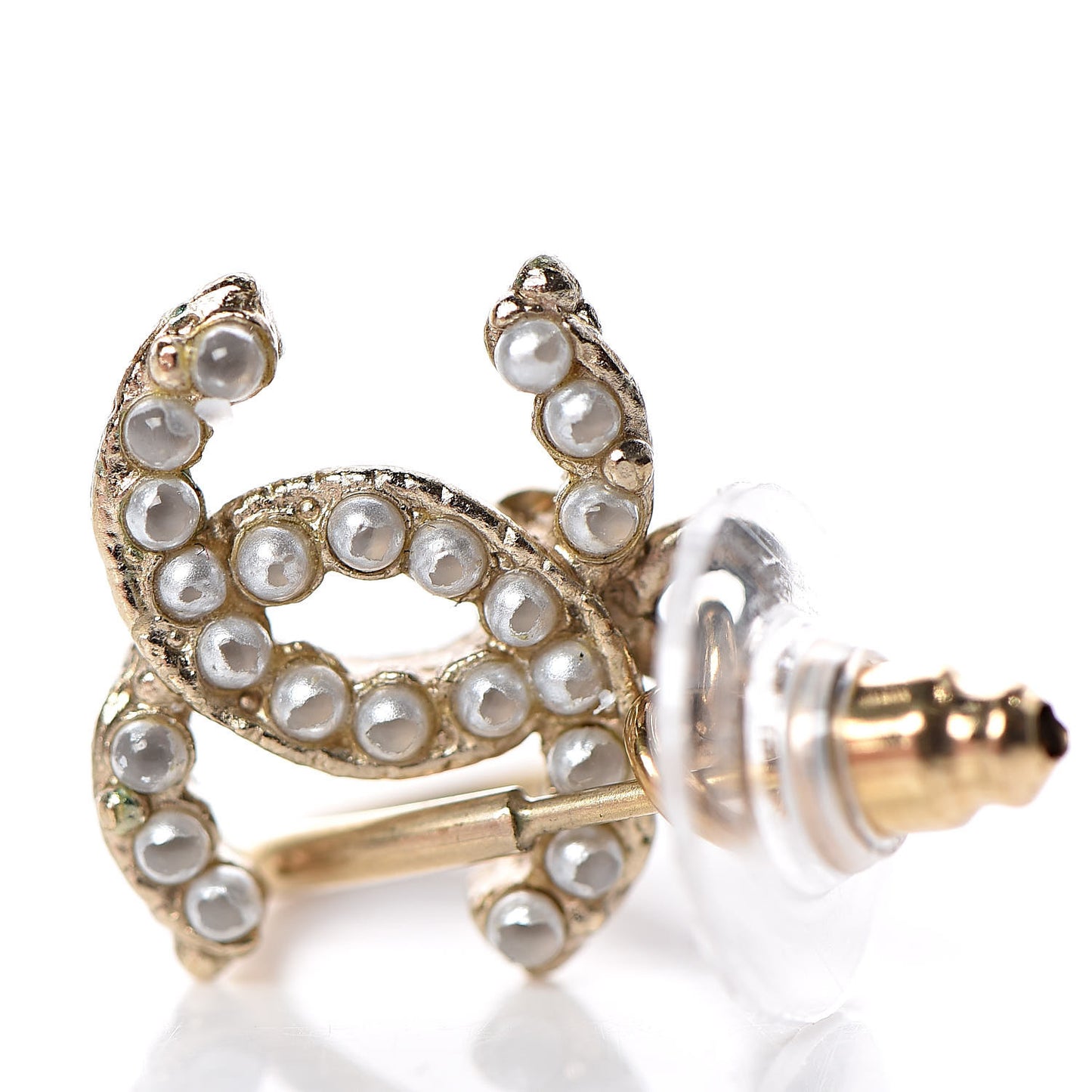 Pearl CC Dangle Earrings Light Gold