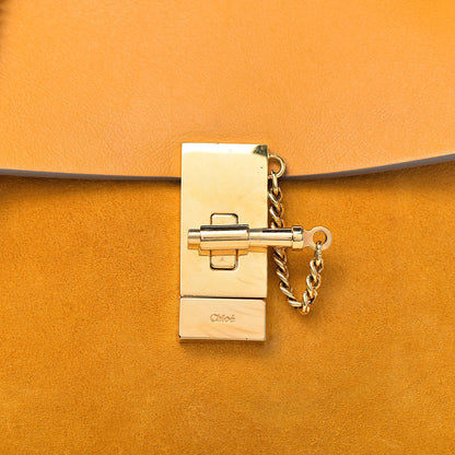 Chloe Suede Smooth Calfskin Drew Shoulder Bag Dark Ochre 12 of 12