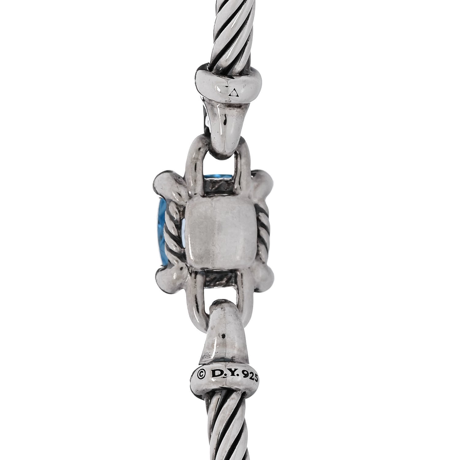 David Yurman Sterling Silver Diamond Blue Topaz 3mm Chatelaine Bracelet 3 of 3
