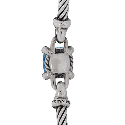 David Yurman Sterling Silver Diamond Blue Topaz 3mm Chatelaine Bracelet 3 of 3