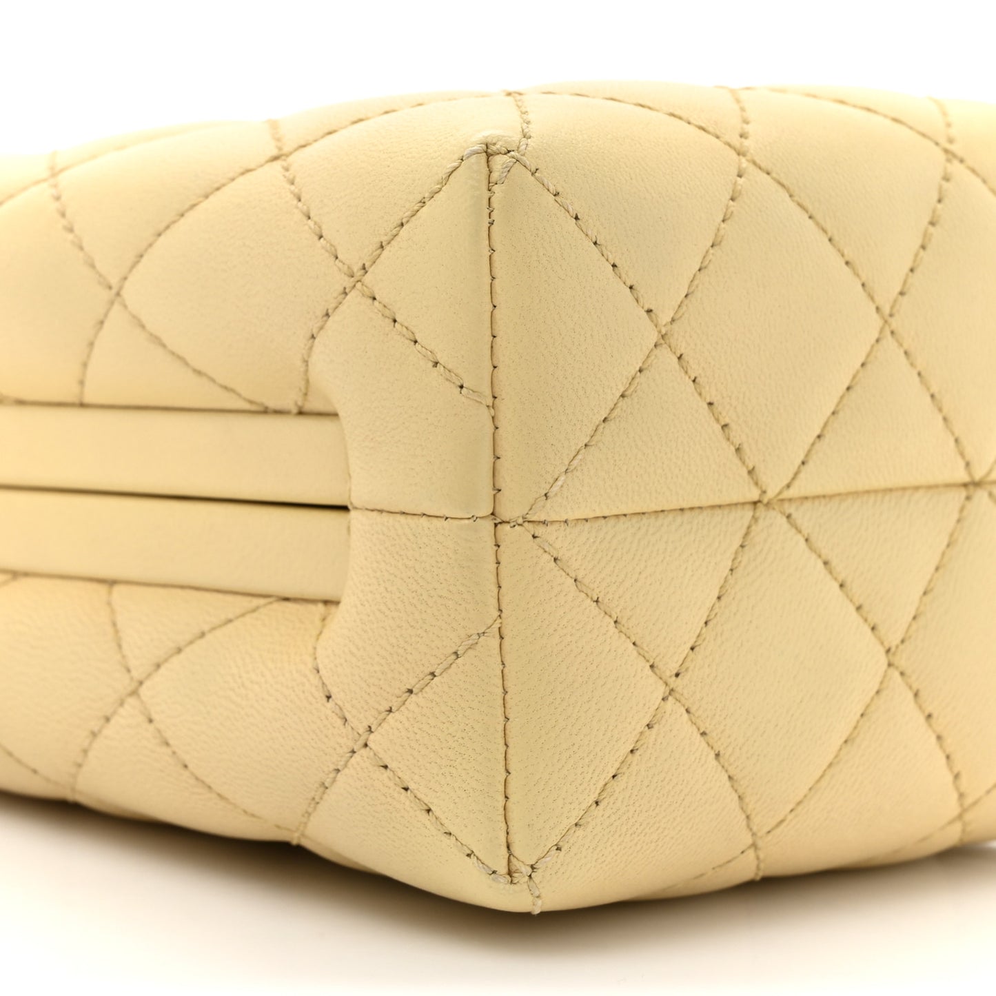 Lambskin Quilted Kisslock Crossbody Yellow